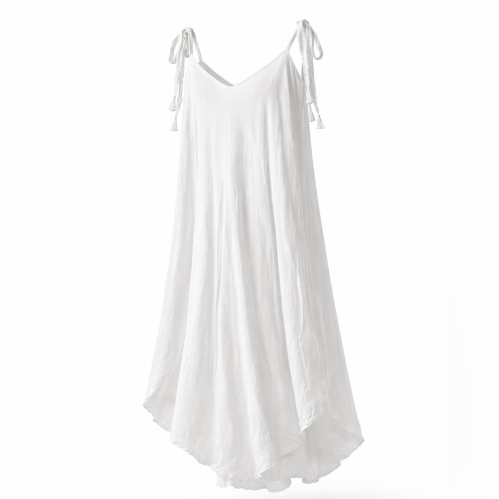 Ipeki Organik White 100% Cotton Boho Maxi Dress One Size NWT